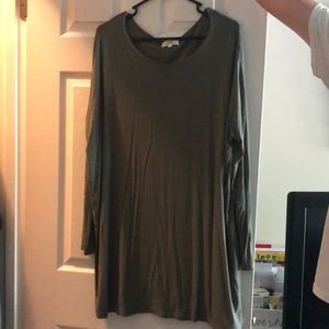 Piko Long Sleeve Dress Olive Green - Size L
